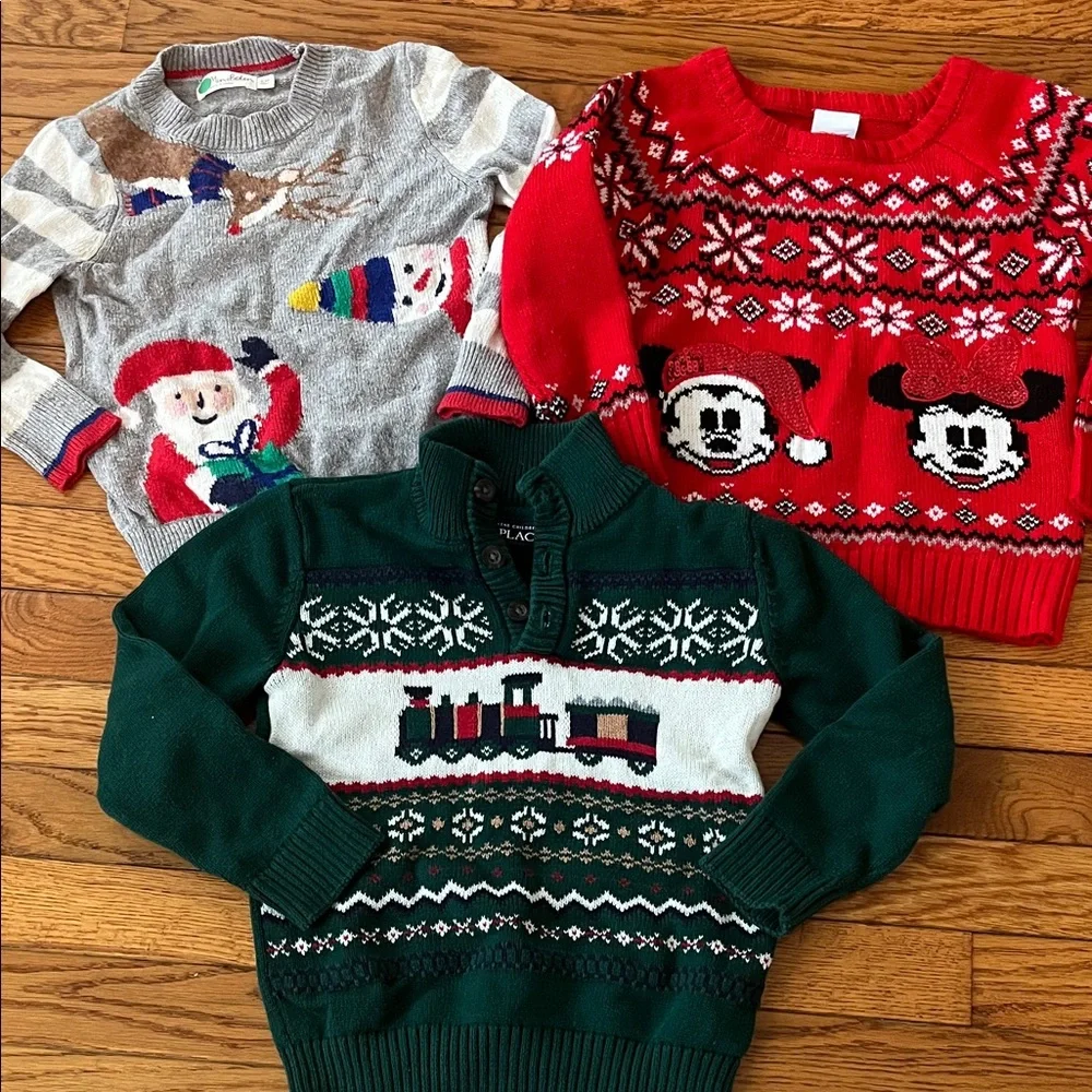 Lot Christmas Sweaters Winter Mini‎ Boden Disney Mickey Train Children’s Place 4